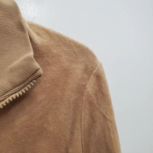 Sport‎ Haley Women's Vintage Tan Beige Velour Full Zip Front Track Jacket Size M - Picture 2 of 5